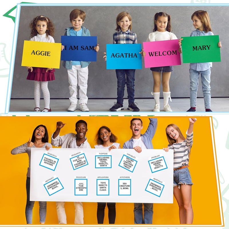 PerKoop 36 Sheets Science Fair Board Poster Boards Supplies 24 Self Adhesive Presentation Subtitles 4 Science Fair Project Titles 8 Personalized Letter Sticker for Classroom(Blue) - Image 5